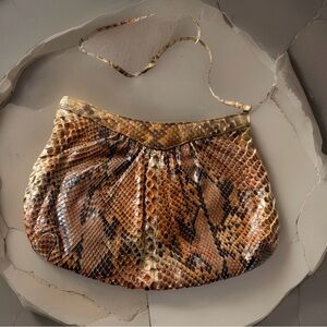 Allison bags Elegant Brown Snakeskin Clutch shoulder purse